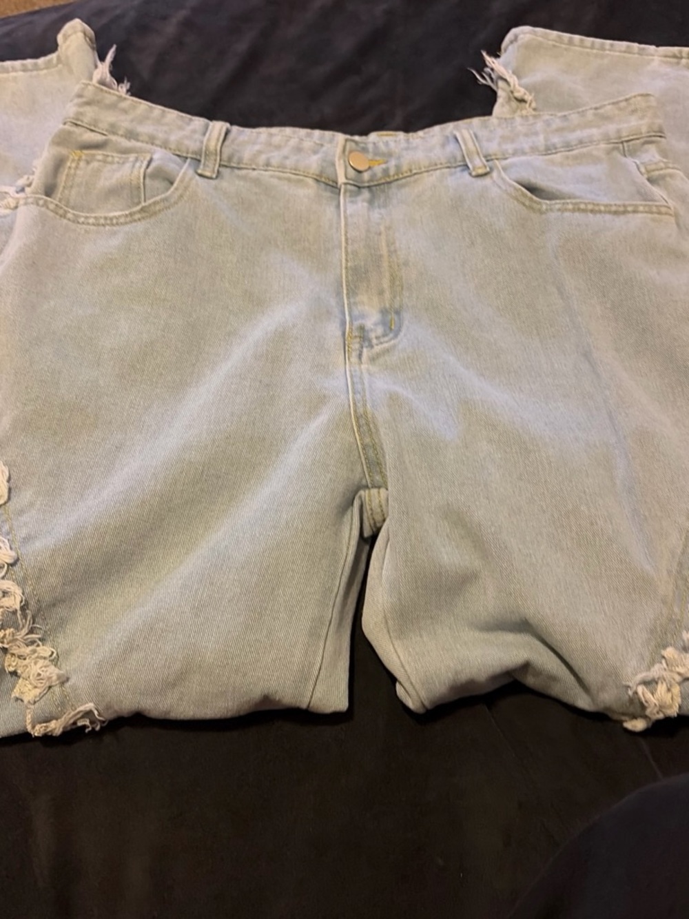 Light Wash Distressed Denim Shorts